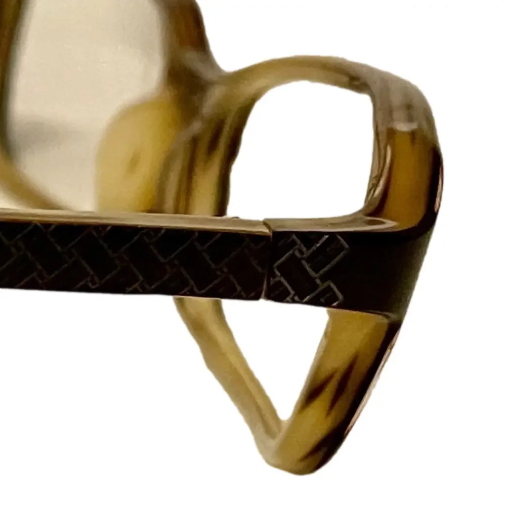 Cole Haan Brown Horn with Basketweave Detail Frame